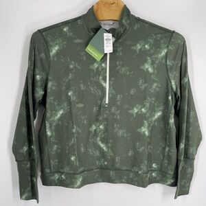 NEW LL Bean Shirt Men's VentureSoft 1/4 zip pullover, Print Sea‎ Green Camo
